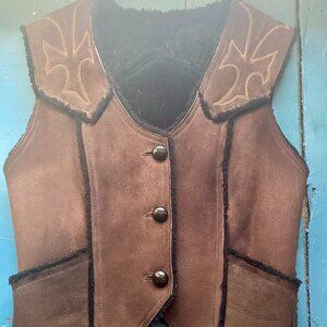 Vintage 1970's Embroidered Shearling Vest